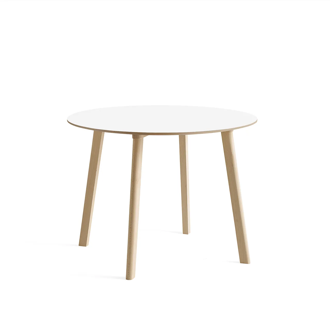 CPH Deux 220 2.0 Table Untreated Beech Frame Ø98 X H73 Pearl White Top Lacquered Beech Edge