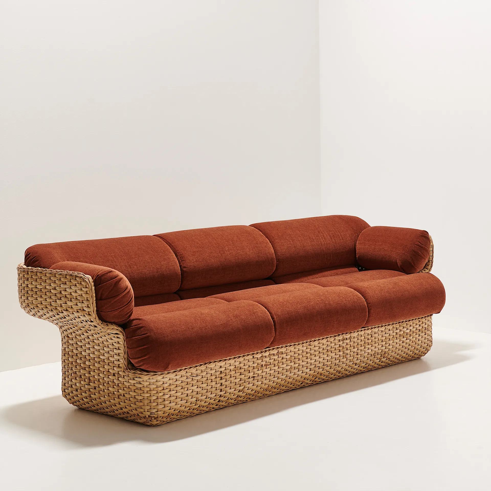 Basket Sofa - Fully Upholstered, 3-seater Rattan Belsuede Special FR 133, Dedar - Gubi - Joe Colombo - NO GA