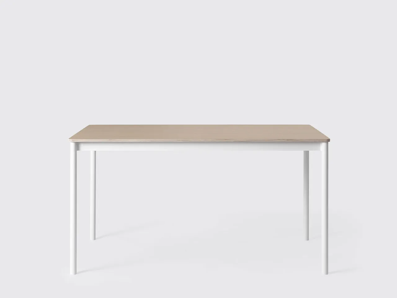 Base Table, 190x80, Top: Oak veneer, Plywood edges, Frame: White