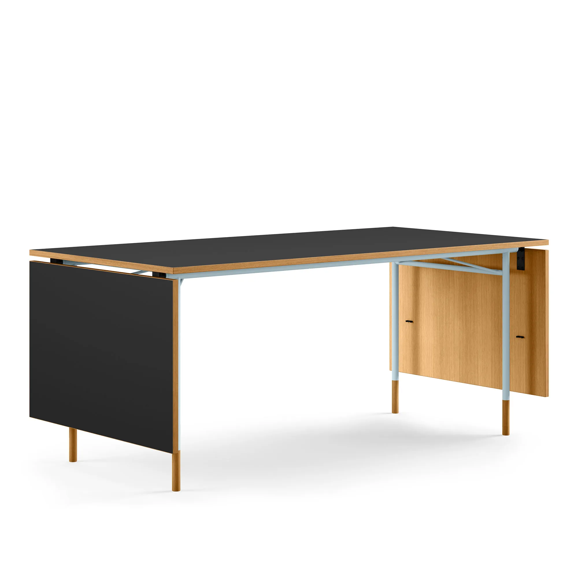 Nyhavn matbord med klaffar Black linoleum/dark oiled oak - 1