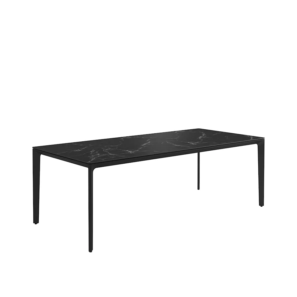 Carver 100 x 220 cm Square Dining Table , Nero Ceramic, Frame Meteor