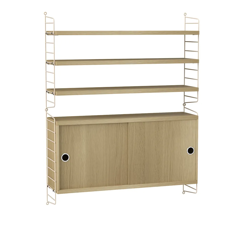 Vardagsrum hyllsystem I ek/beige