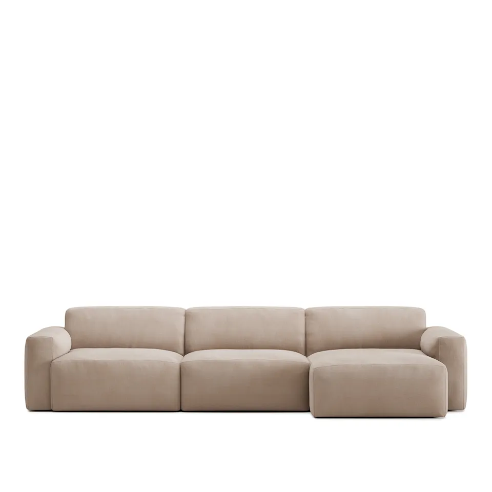 Brick 3-Seater Chaise Lounge Right - Shadow Beige