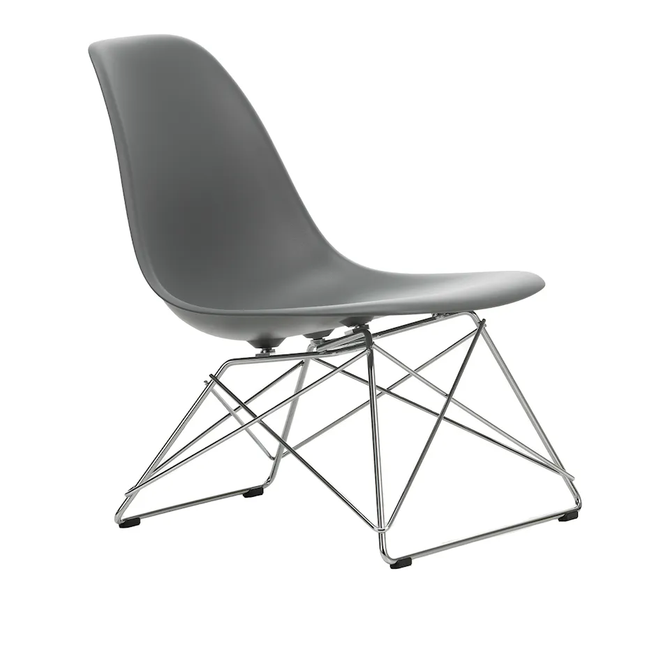 Eames RE Plastic Side Chair LSR 56 Granite Grey, Chromed Base