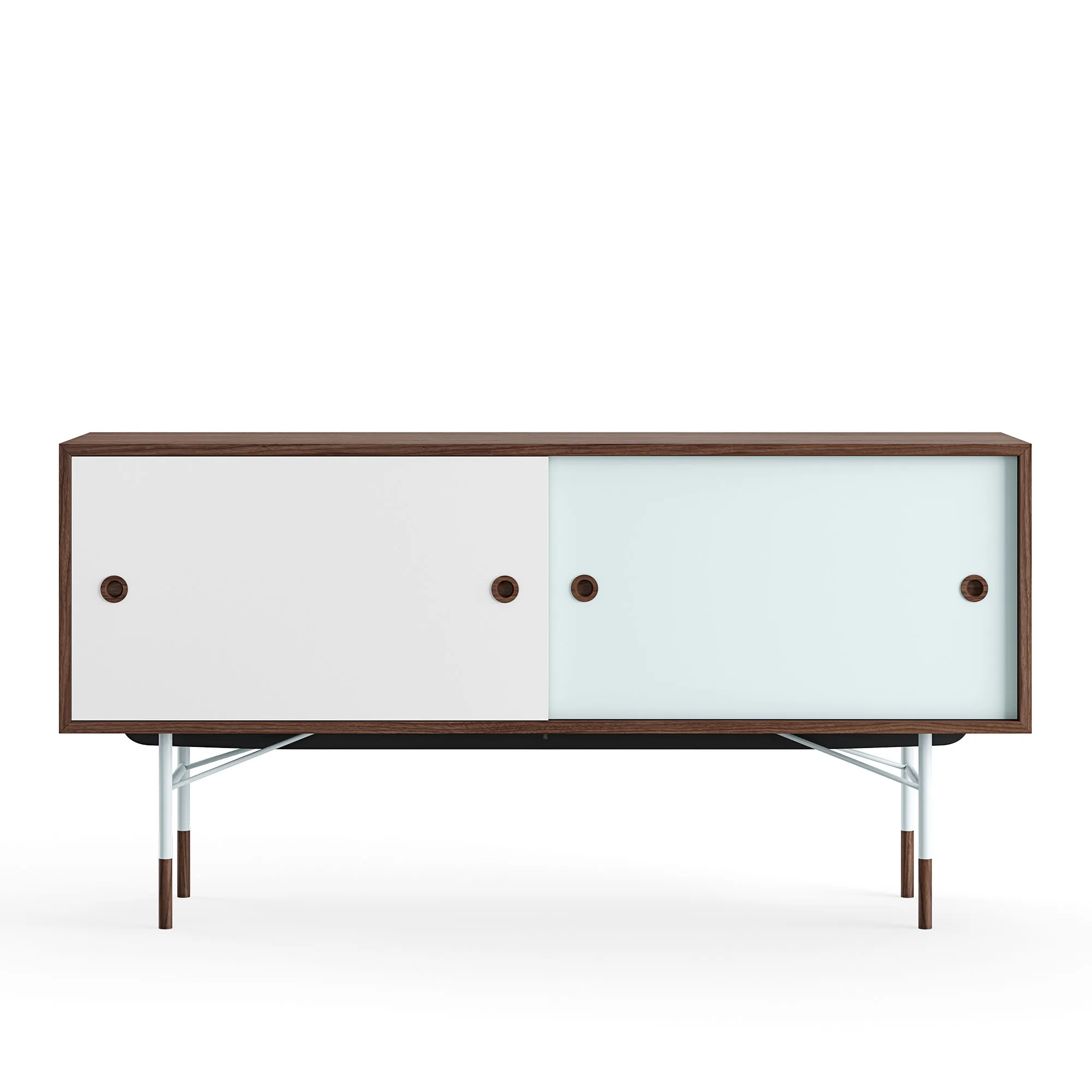 Sideboard utan lådor Walnut White/Light Blue - 1