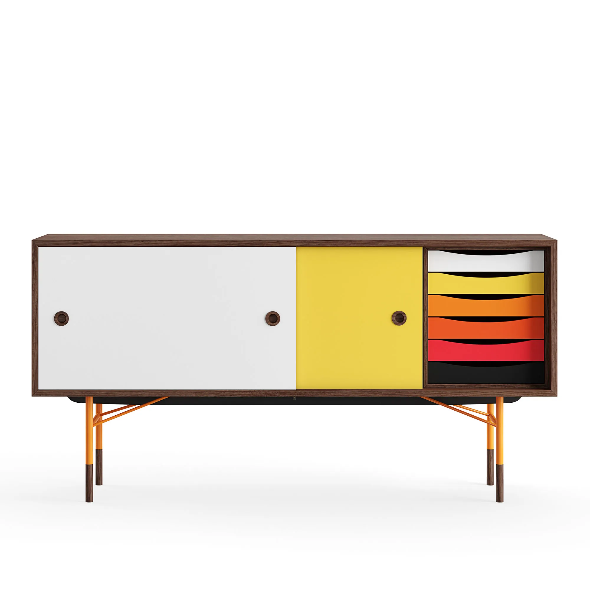Sideboard Warm med lådor Walnut White/Yellow - 1