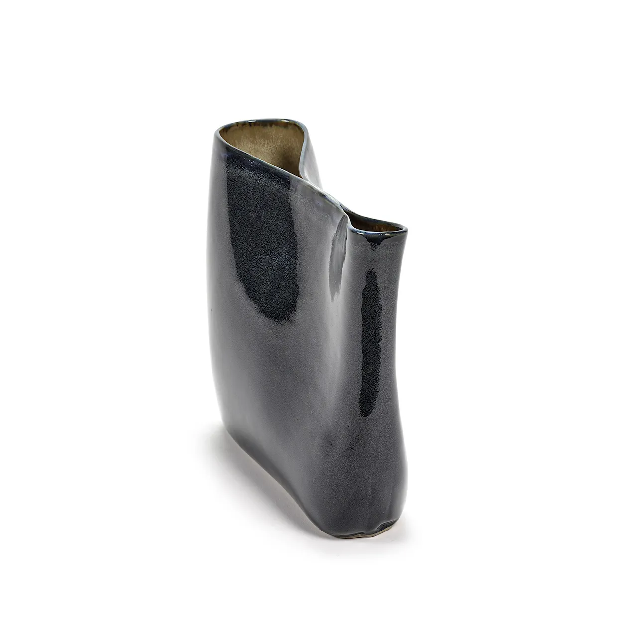 Vase Terres Low, Dark Blue/Misty Grey