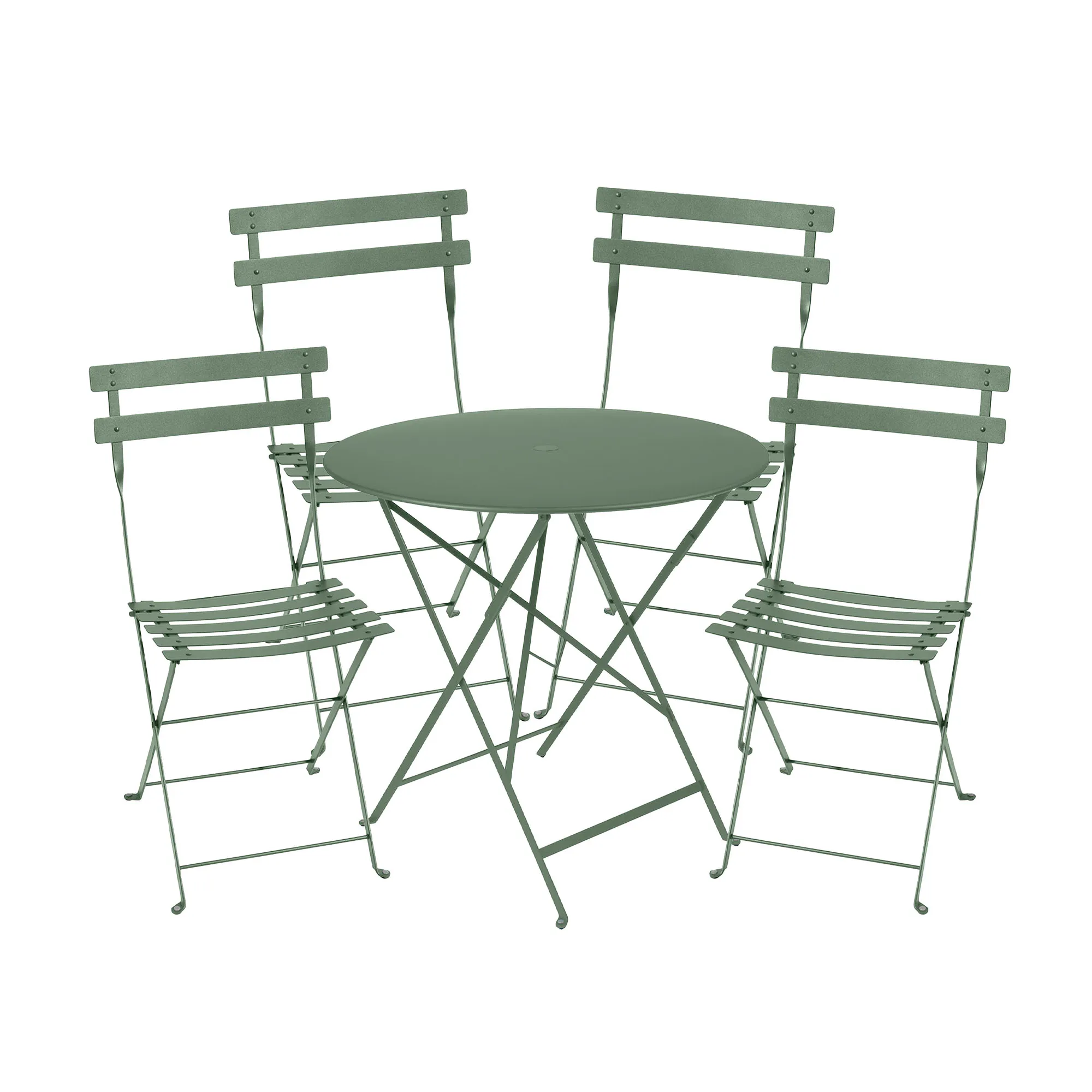 Bistro matgrupp bord 77cm & 4 metall stolar - 1