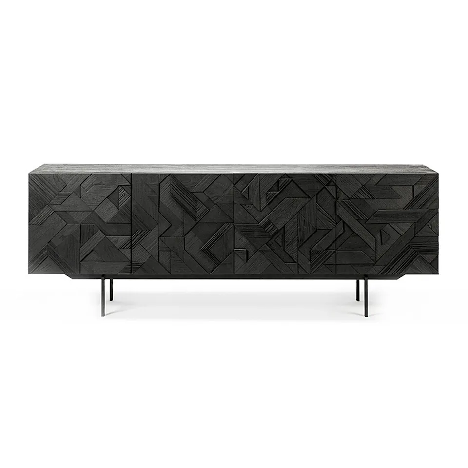 Teak Graphic Black Sideboard