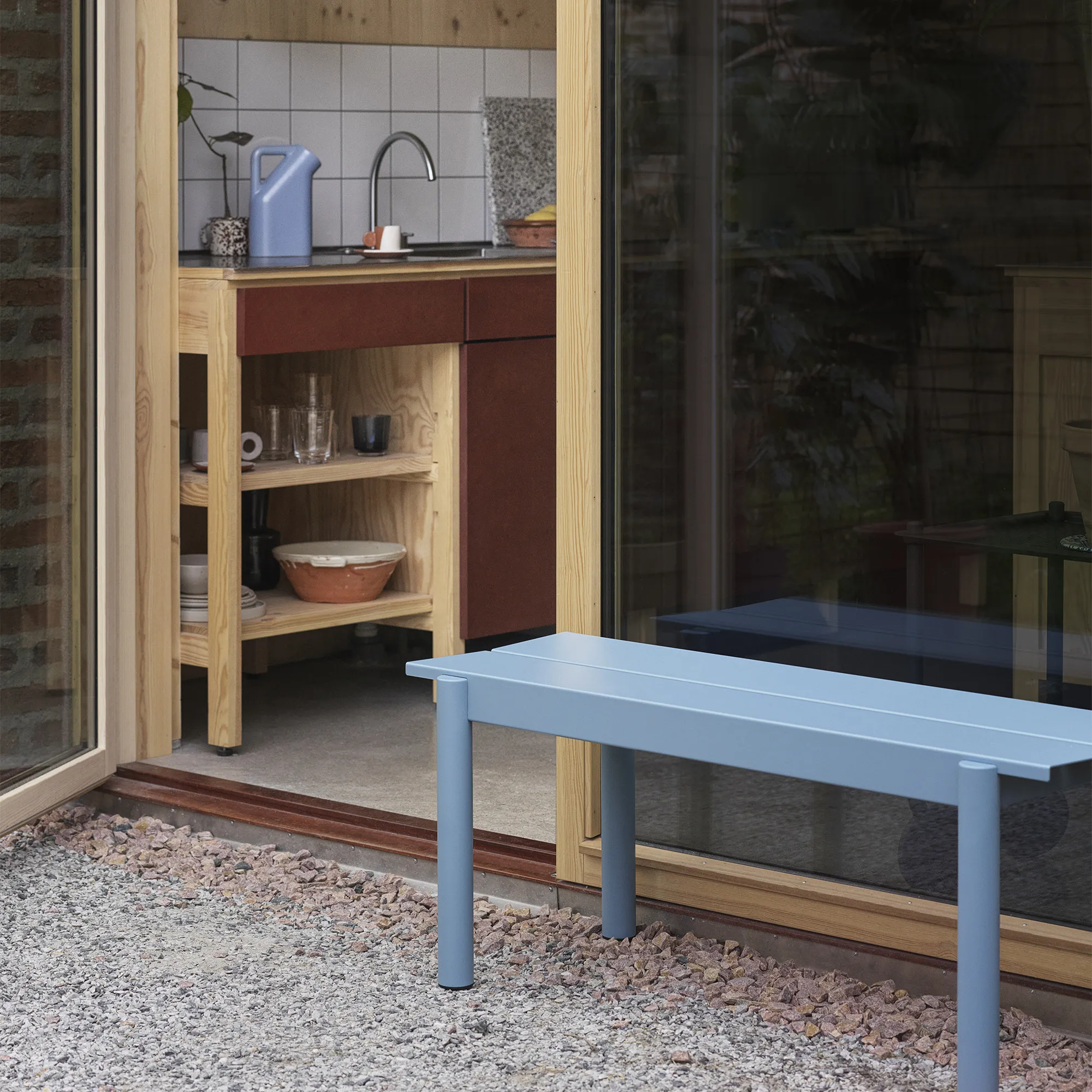 Linear steel bench 110cm - 2