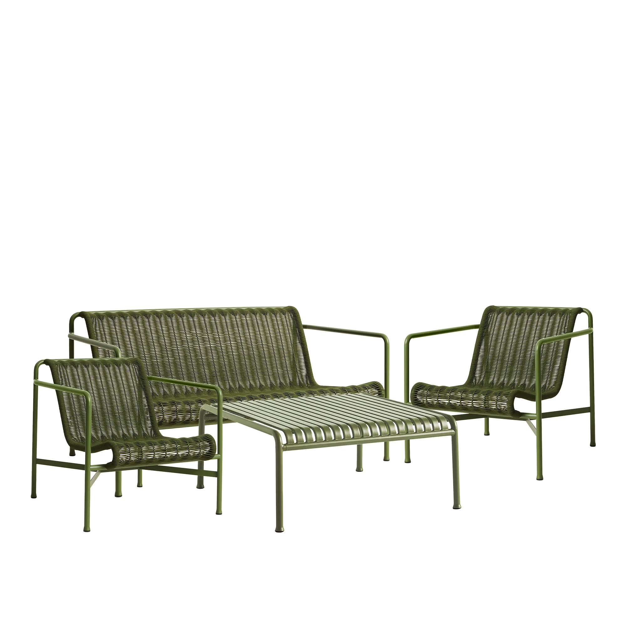 Palissade Cord loungegrupp med loungesoffa, 2 loungestolar & lågt trädgårdsbord - 1
