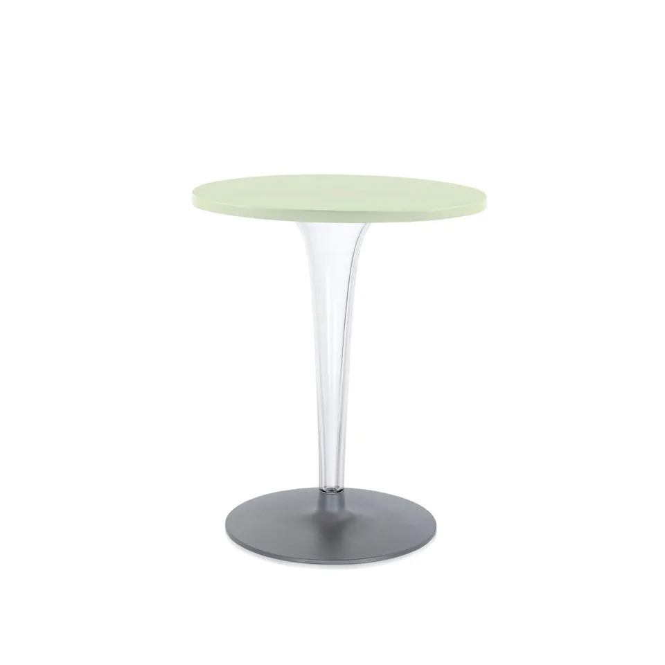 Top Top Table 4201 60x60, Green Melamine Top, Rounded Base