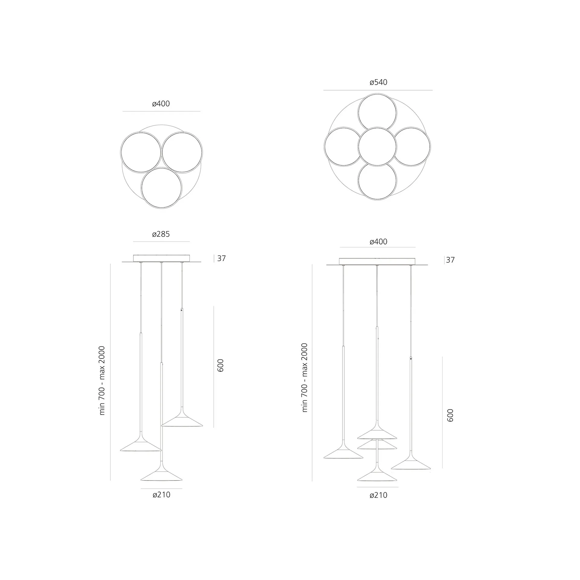 Orsa Cluster Pendellampa - Artemide - NO GA