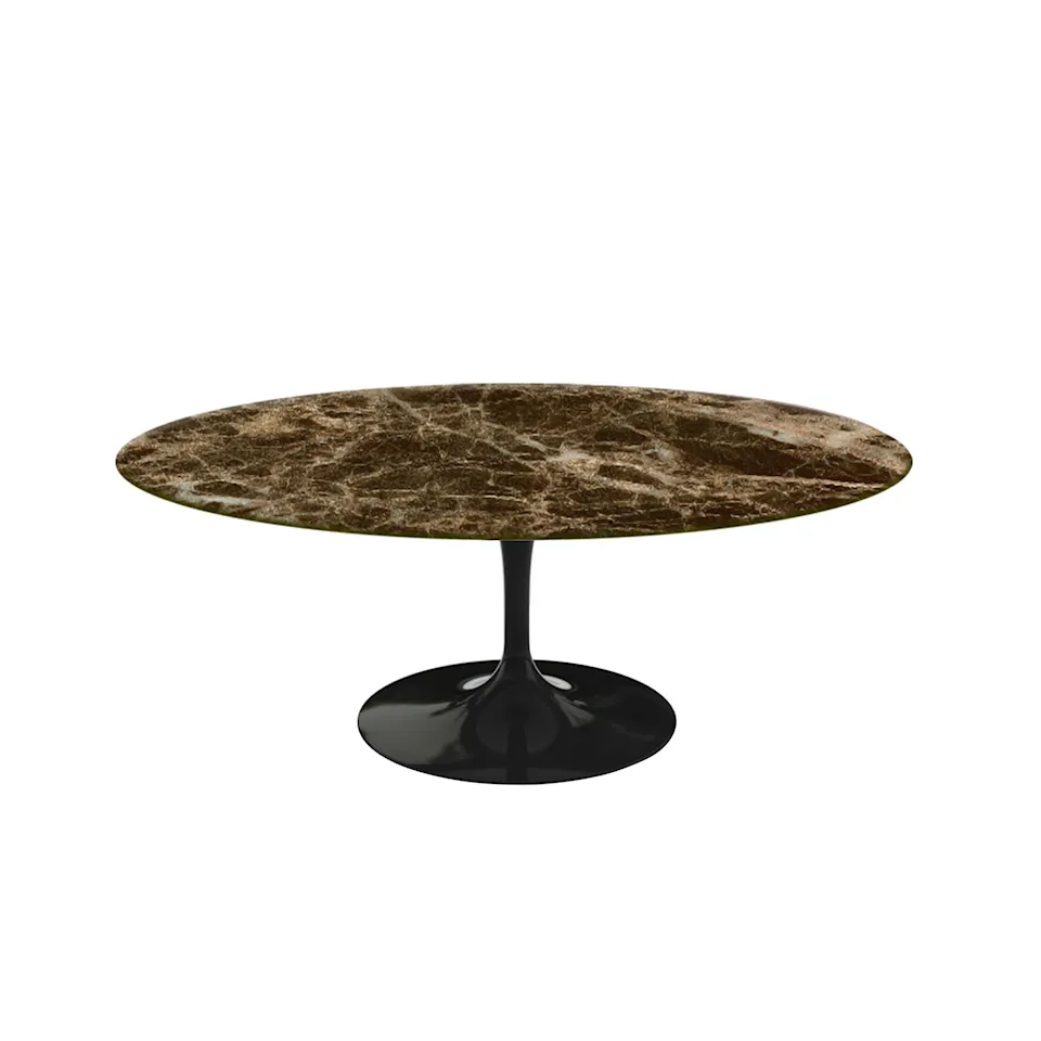 Saarinen Oval Table - Soffbord, Svart underrede, skiva i matt brun Emperador marmor