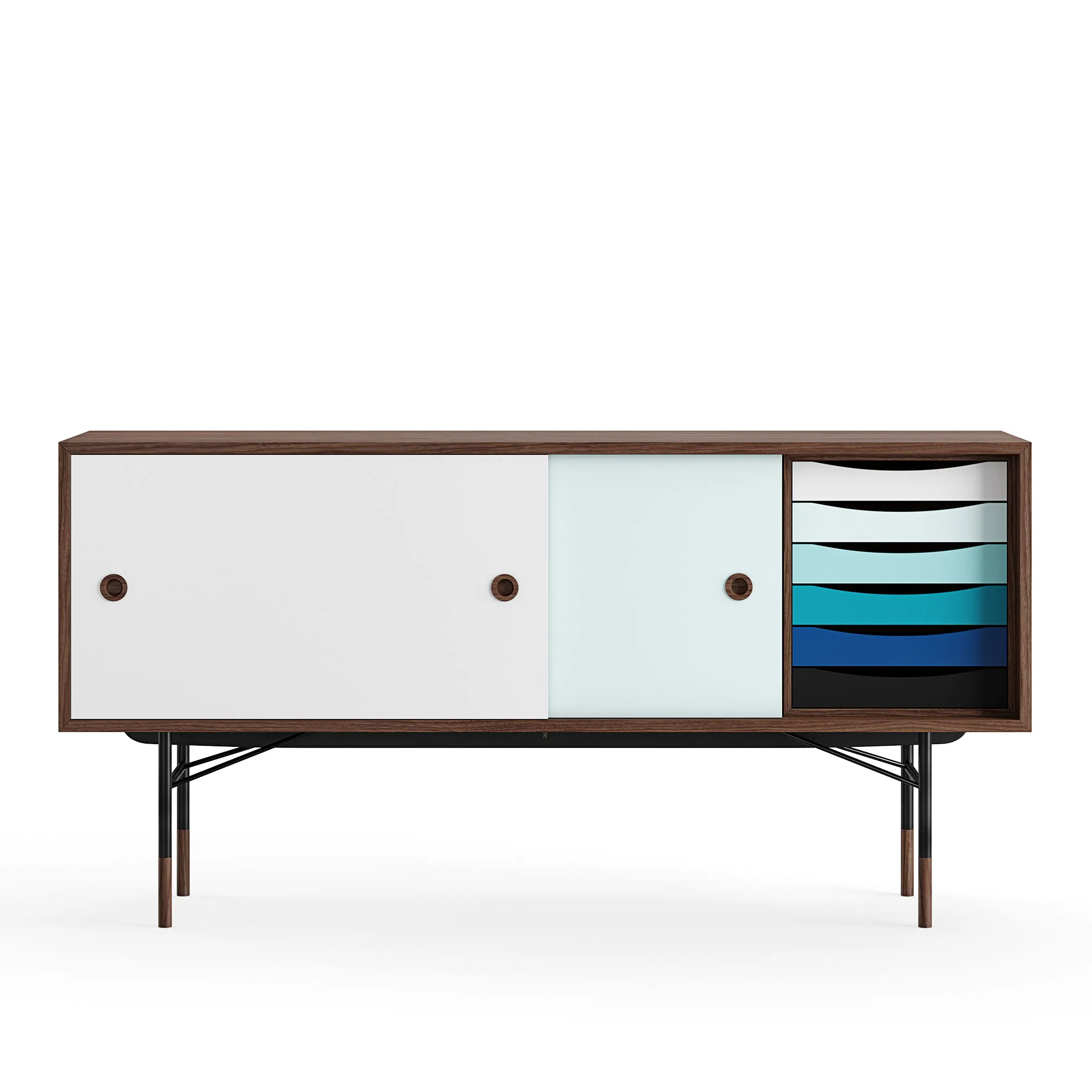 Sideboard Cold med lådor Walnut White/Light Blue - 1