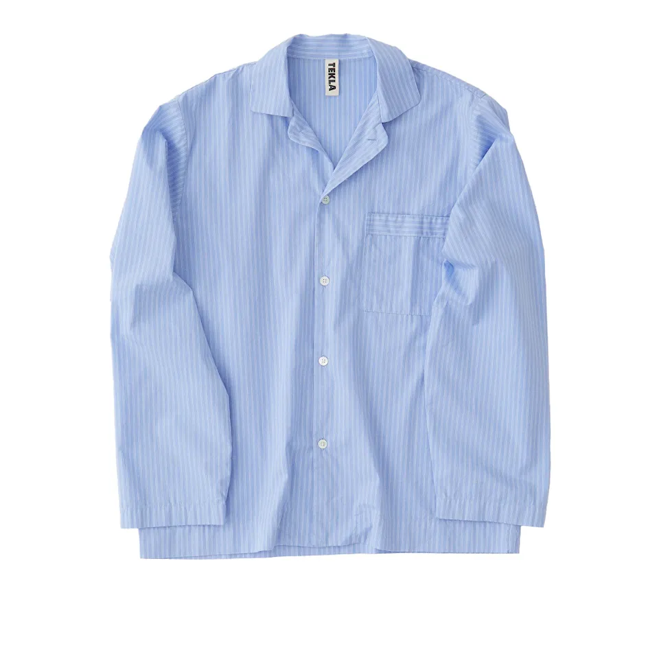 Poplin Pyjamas Shirt - Blue Pin Stripes - L