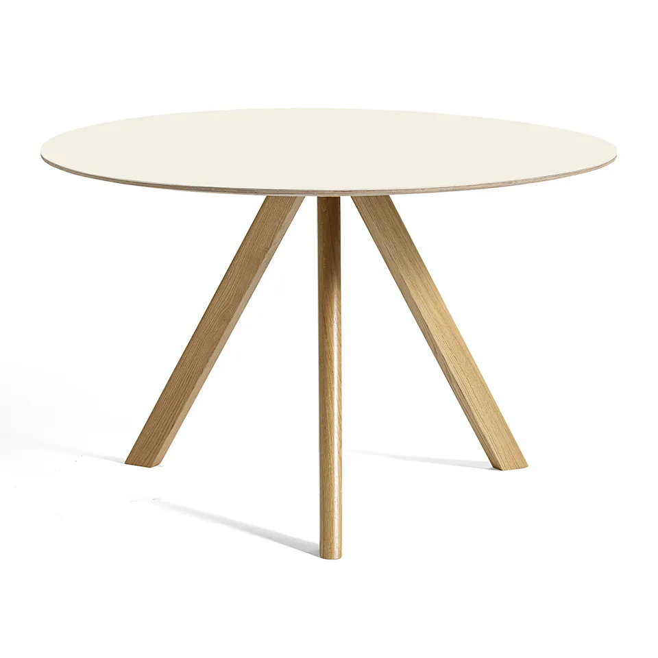 CPH20 2.0 Table Lacquered Oak Frame Ø120 X H74  Off-White Linoleum Tabletop Lacquered Edge