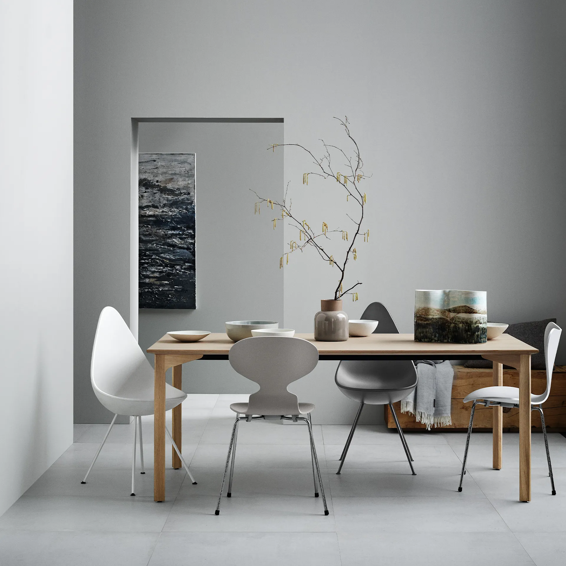 3110 Droppen stol White - Fritz Hansen - Arne Jacobsen - NO GA