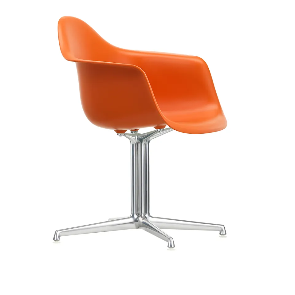 Eames Plastic Armchair DAL 43 Rusty Orange Aluminium Polished