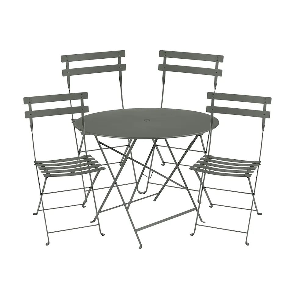Bistro Matgrupp Ø 96 cm & 4 st Metal Chair