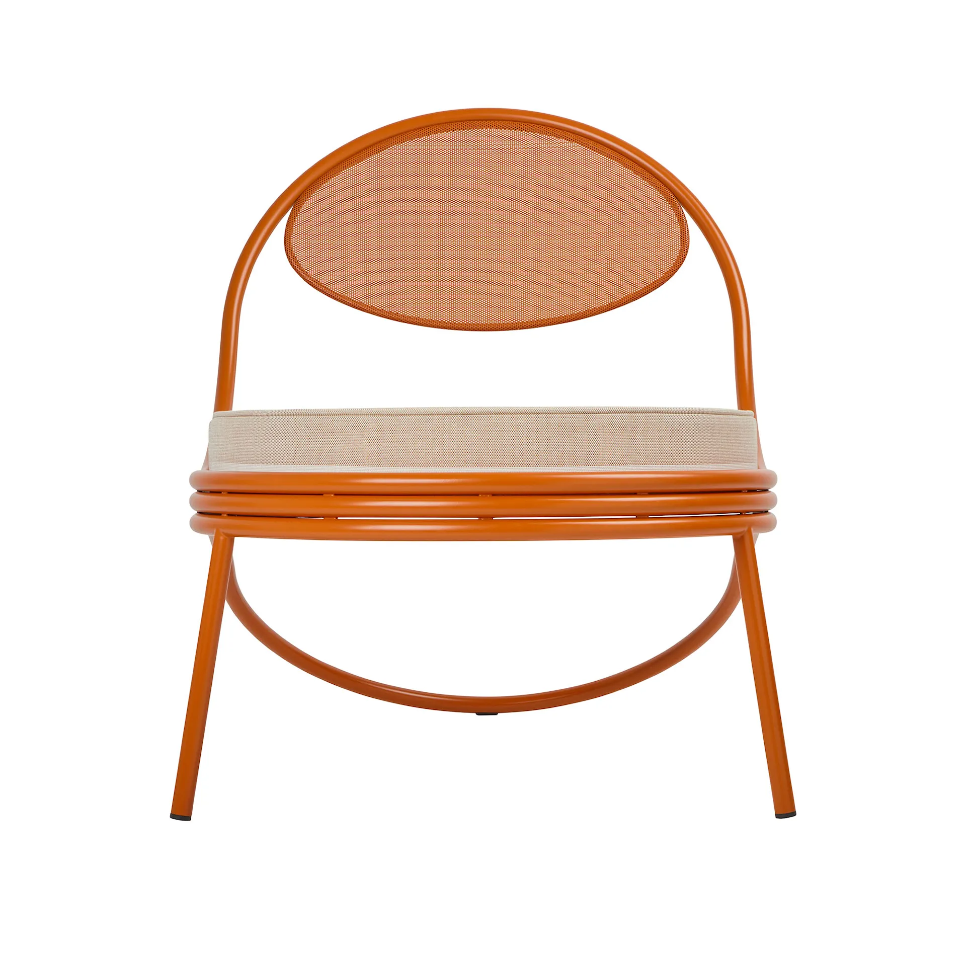 Copacabana Outdoor Lounge Chair - Seat Upholstered, International Orange Base - Gubi - Mathieu Matégot - NO GA