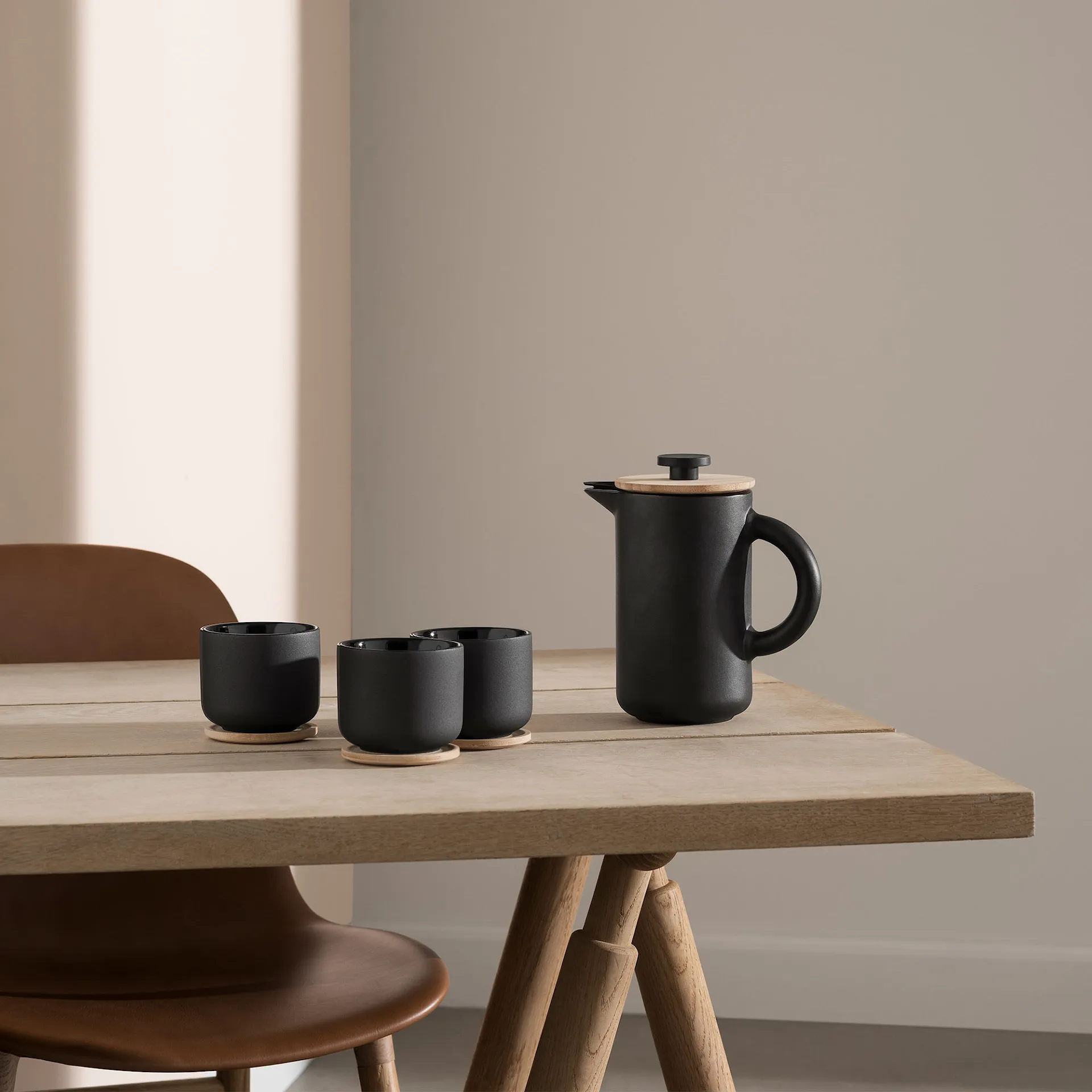 Stelton Theo Mugg Med Underlägg 0,2 L Black - Stelton - NO GA