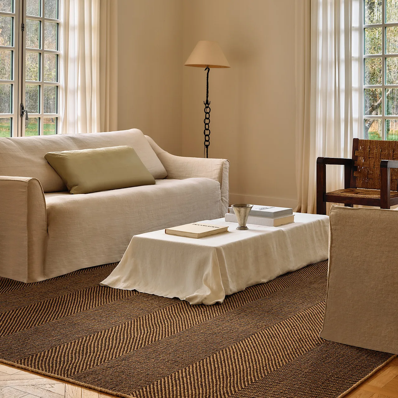 Jute Herringbone Natural/Brown runner