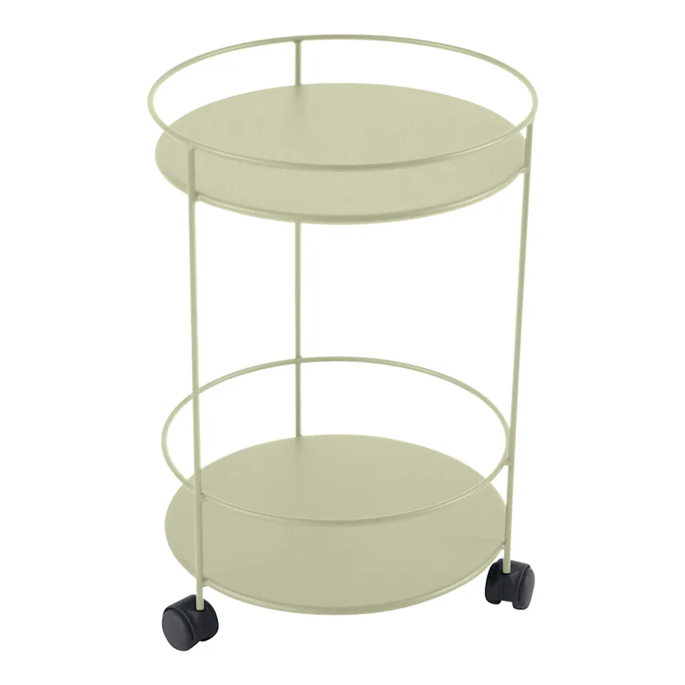 Guinguette Side Wheeled Table With Solid Double Top Willow Green 65