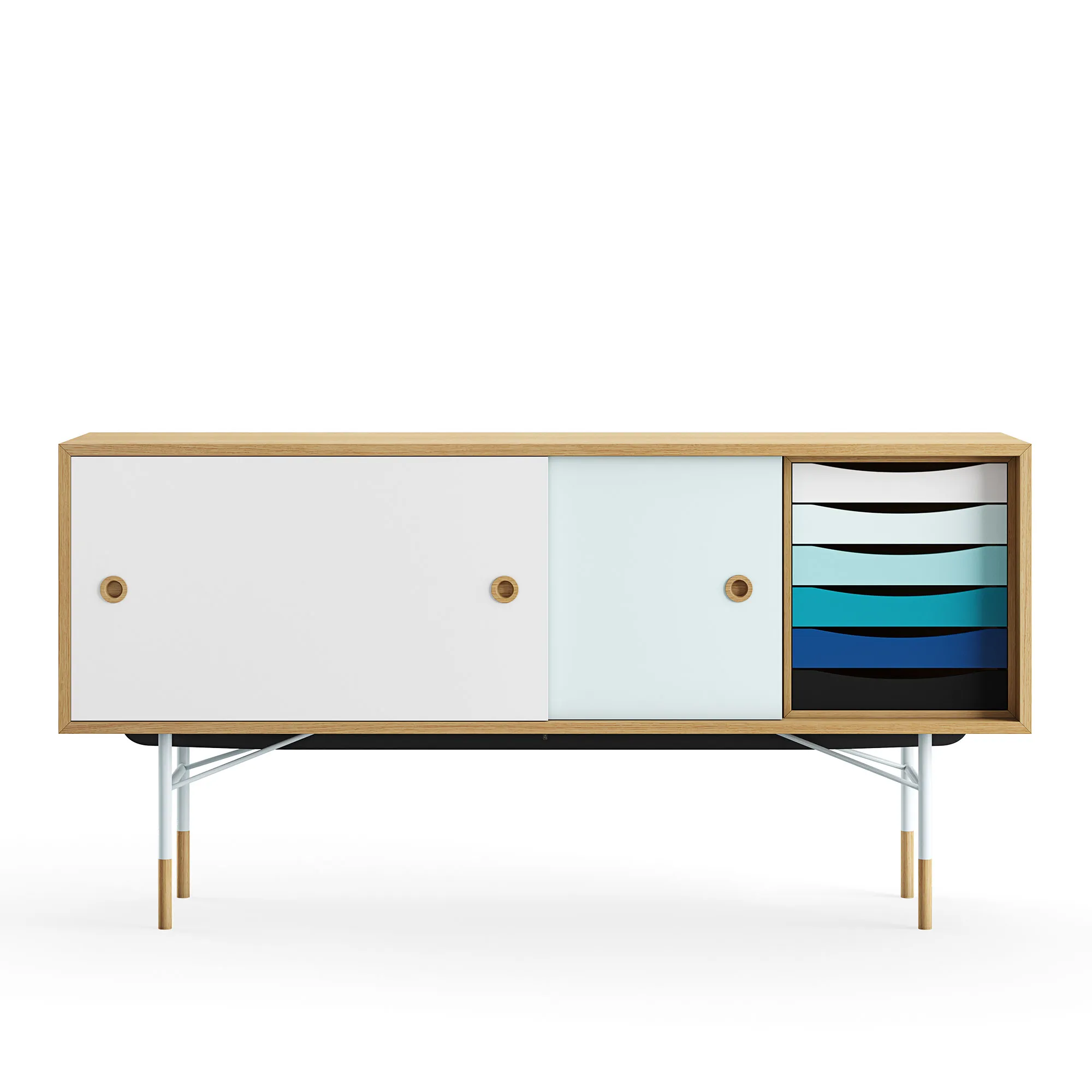 Sideboard Cold med lådor Dark oiled oak White/Light Blue - 1