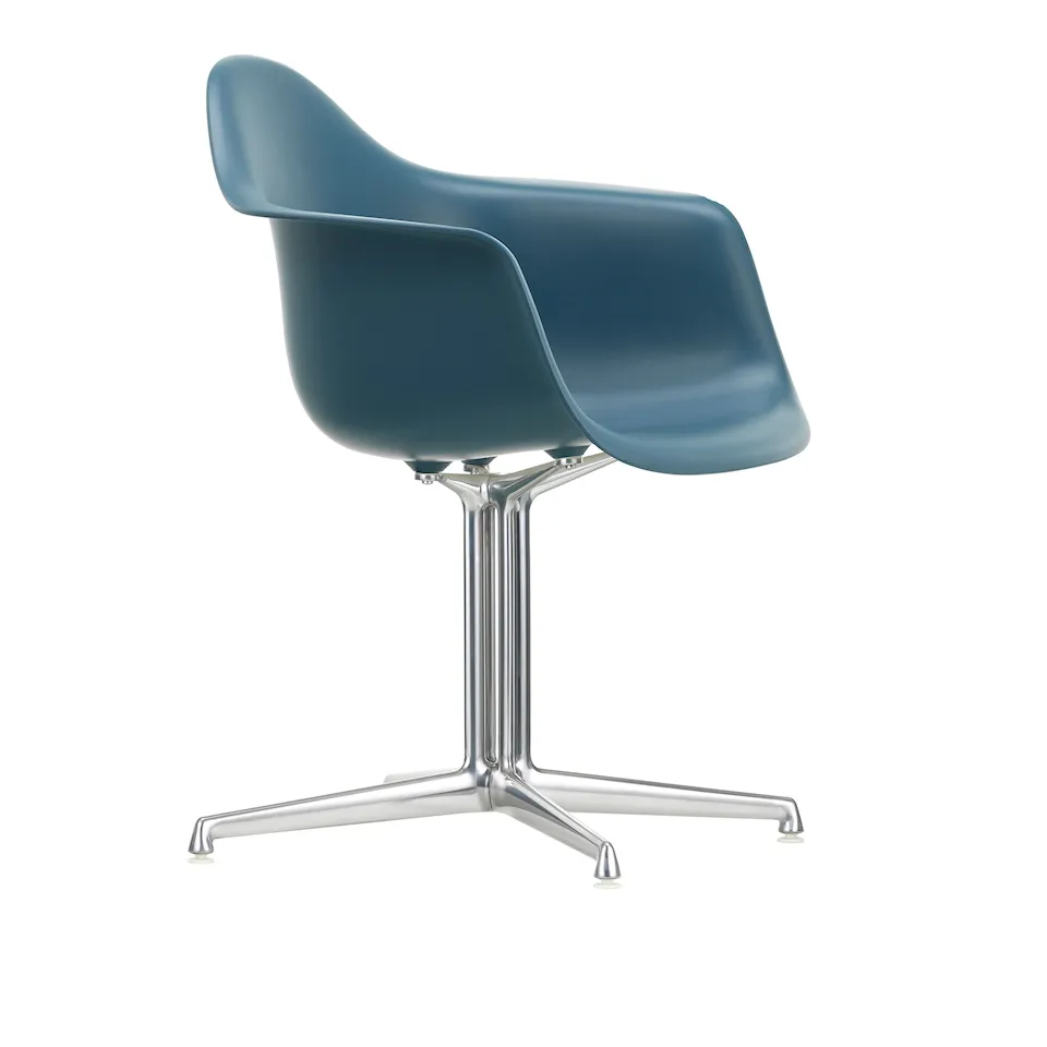 Eames Plastic Armchair DAL 83 Sea Blue Aluminium Polished