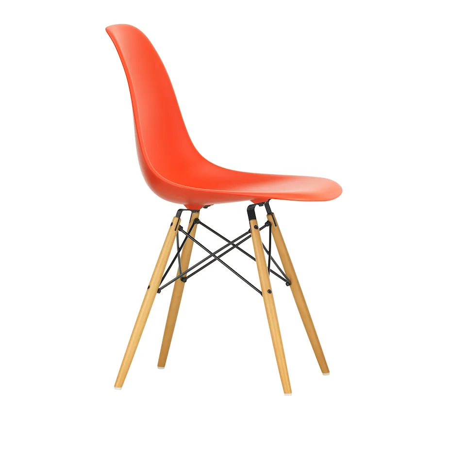 Eames Plastic Chair DSW - 03 Poppy Red - Golden Maple
