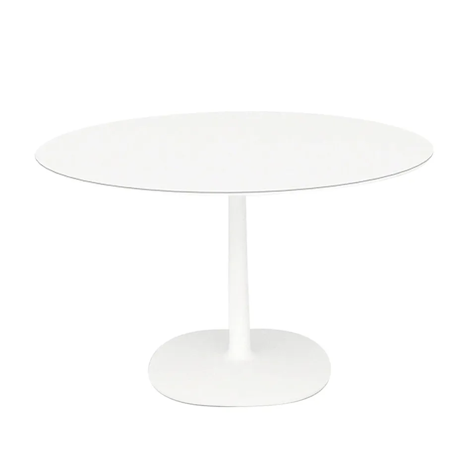 Multiplo Table 4137, Rounded White Glass Top