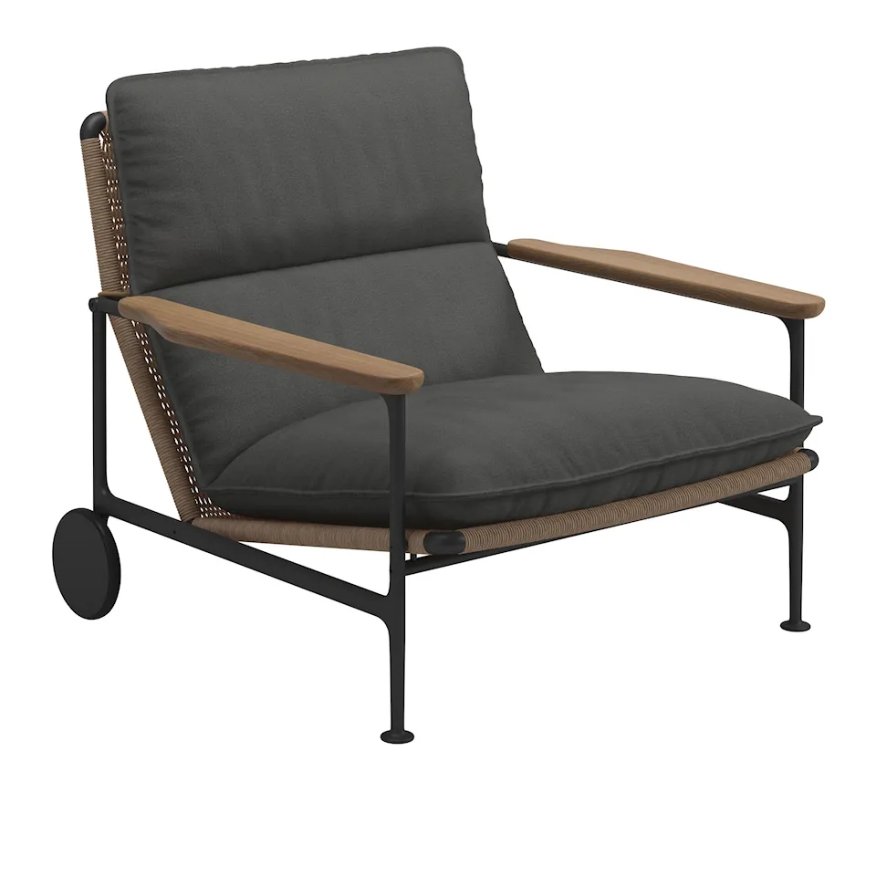 Zenith Lounge Chair with Teak Arms - Meteor - Fabric Grade B - Blend Coal