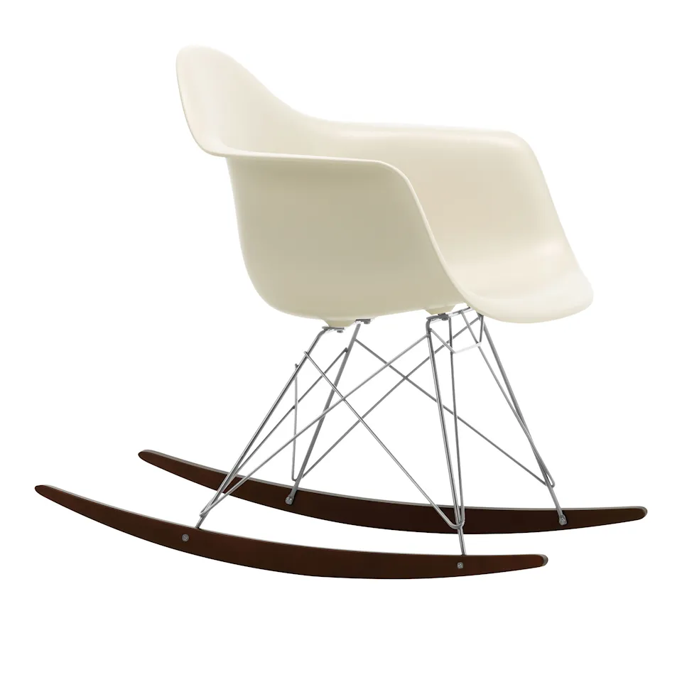 Eames Plastic Armchair RAR - 11 Pebble - Chrome Base - Dark Maple