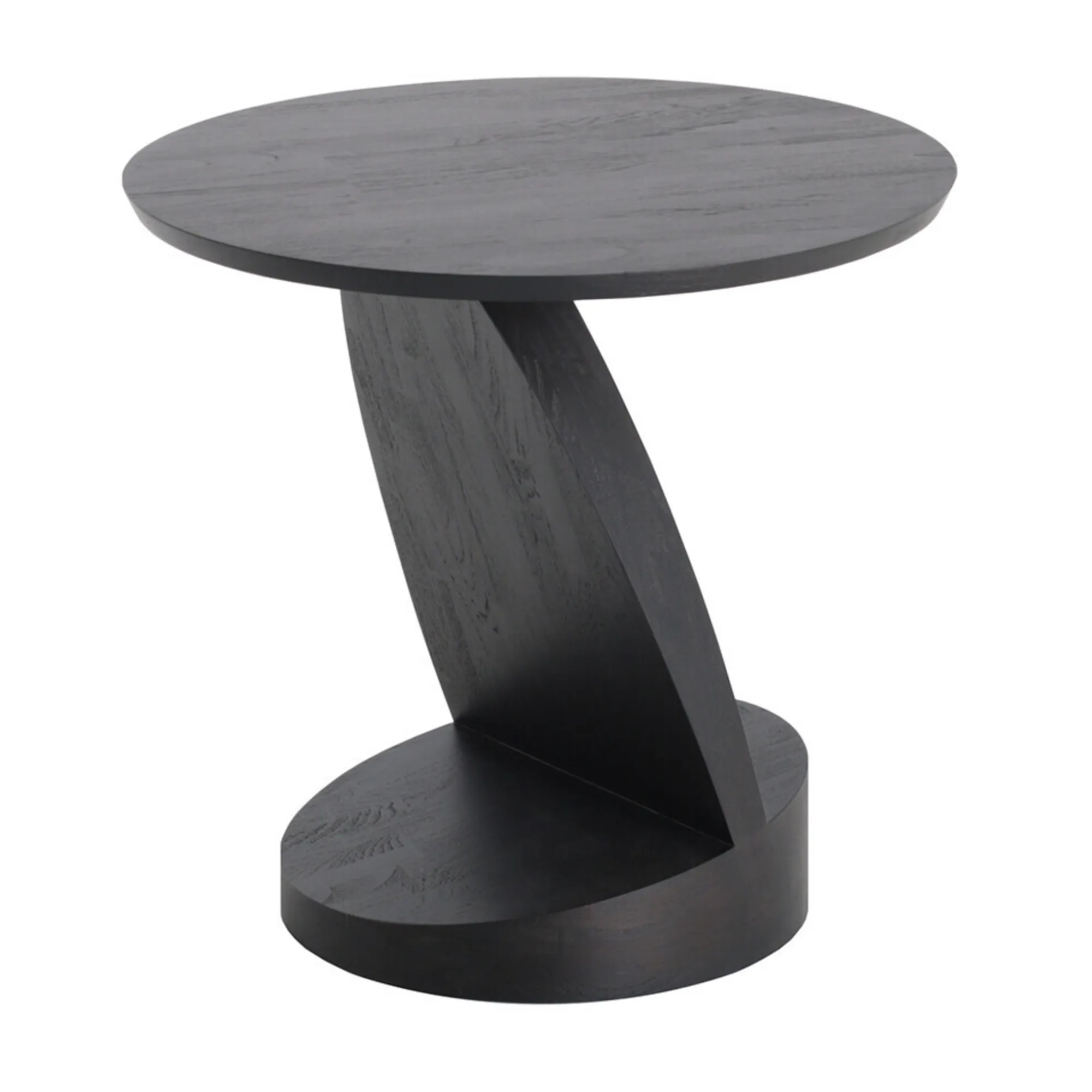 Teak Oblic Black Side Table - 3