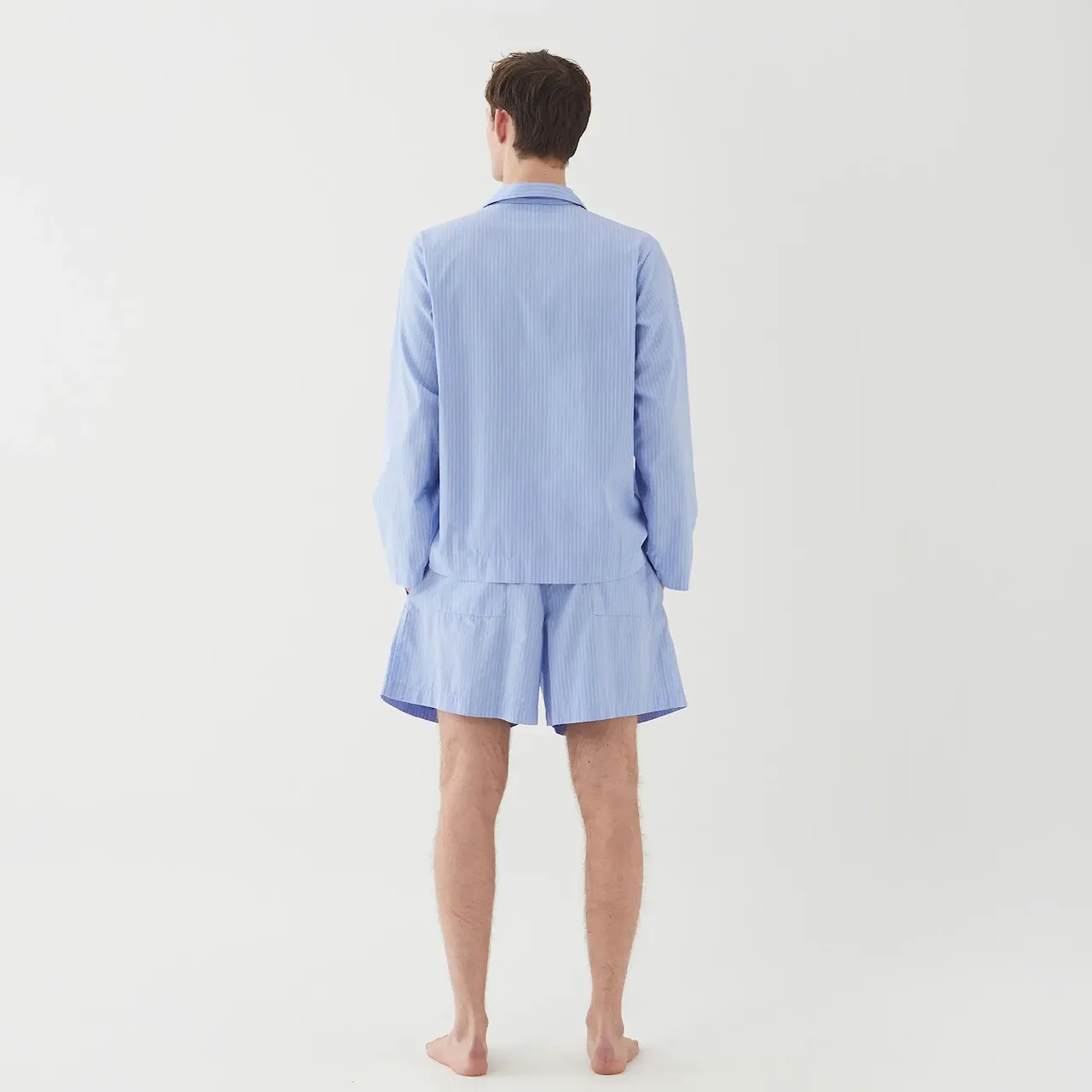 Poplin Pyjamas Shorts Blue Pin Stripes