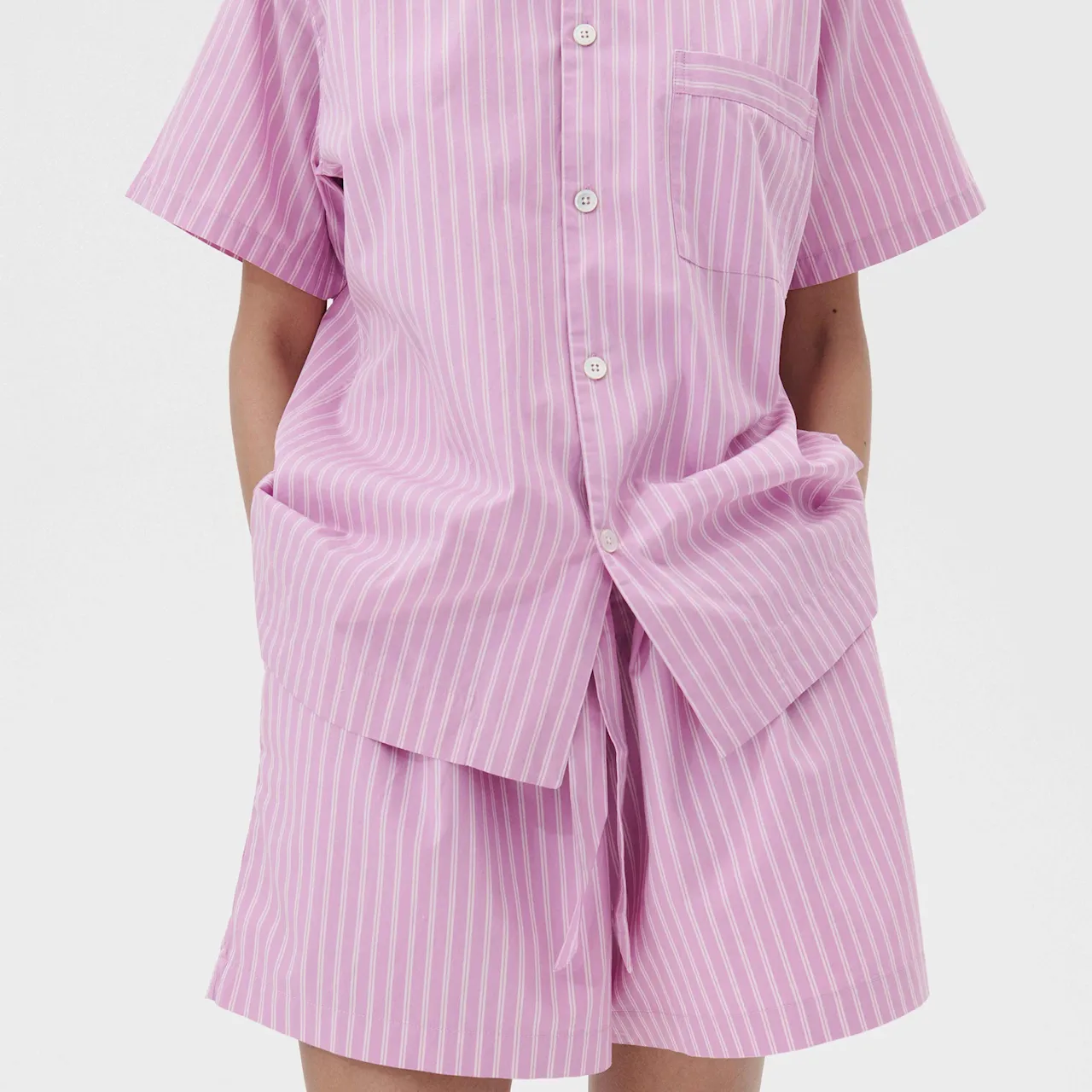 Poplin Pyjamas Shorts Purple Pink Stripes