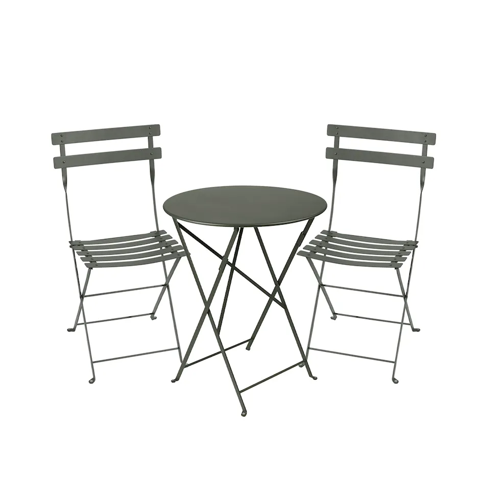 Bistro Matgrupp Bord Ø60 cm & 2 st Metal Chair
