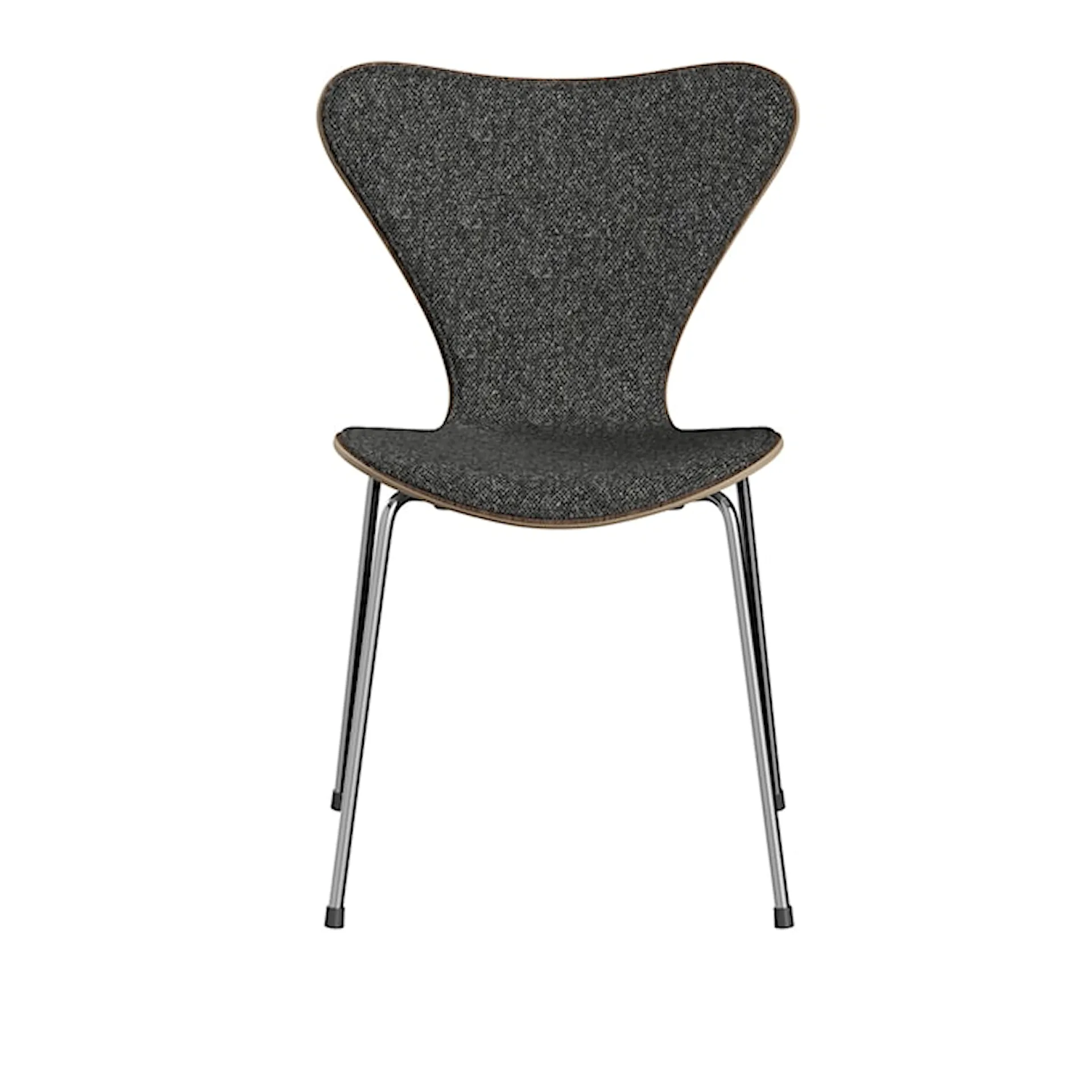 Sjuan 3107 stol valnötsfanér stålstativ krom - Fritz Hansen - Arne Jacobsen - NO GA