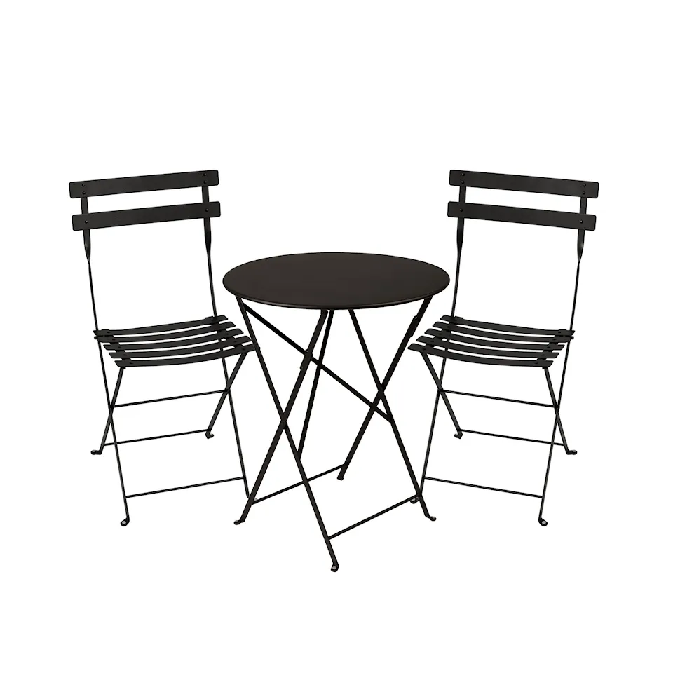 Bistro Matgrupp Bord Ø60 cm & 2 st Metal Chair