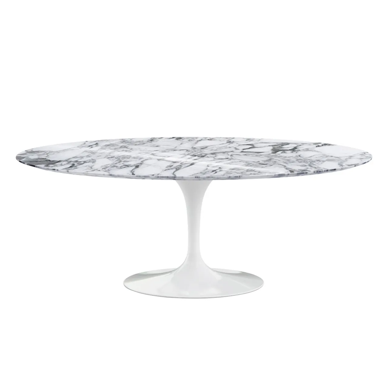 Saarinen Oval Table - Matbord, 198 x 121 cm, Vitt underrede, skiva i matt Statuarietto marmor