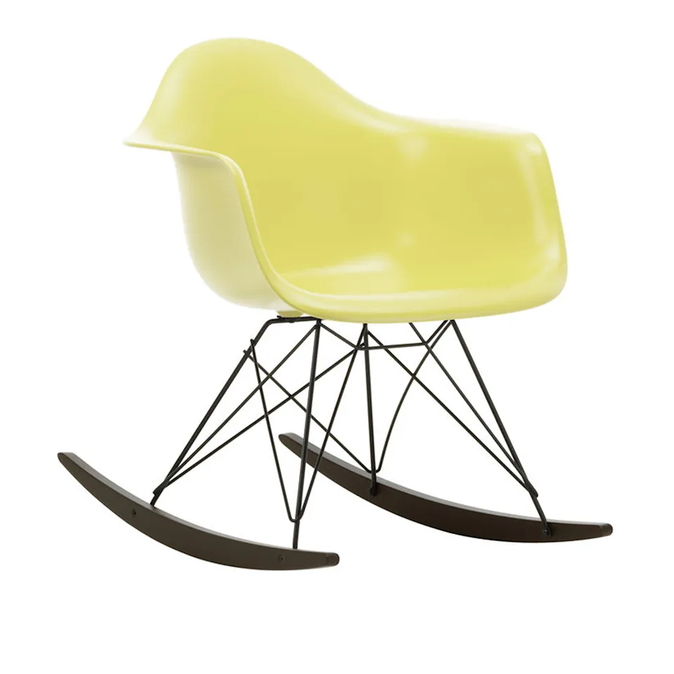 Eames RE Plastic Armchair RAR 92 Citron, Basic Dark Base, Dark Maple