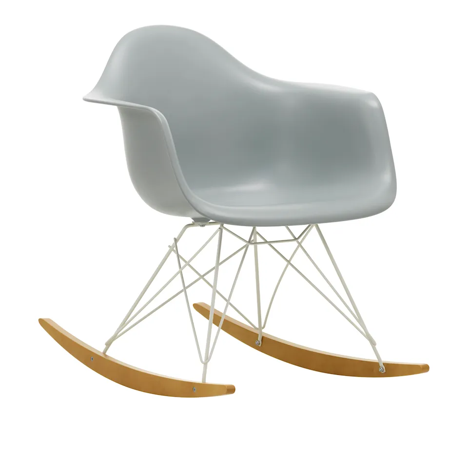 Eames Plastic Armchair RAR - 24 Light Grey - White Base - Golden Maple