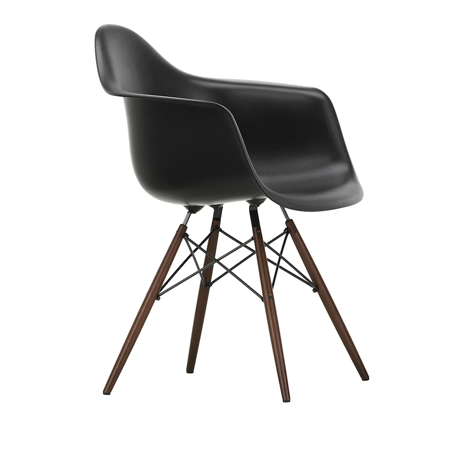 Eames Plastic Armchair DAW - 12 Deep Black - Dark Maple
