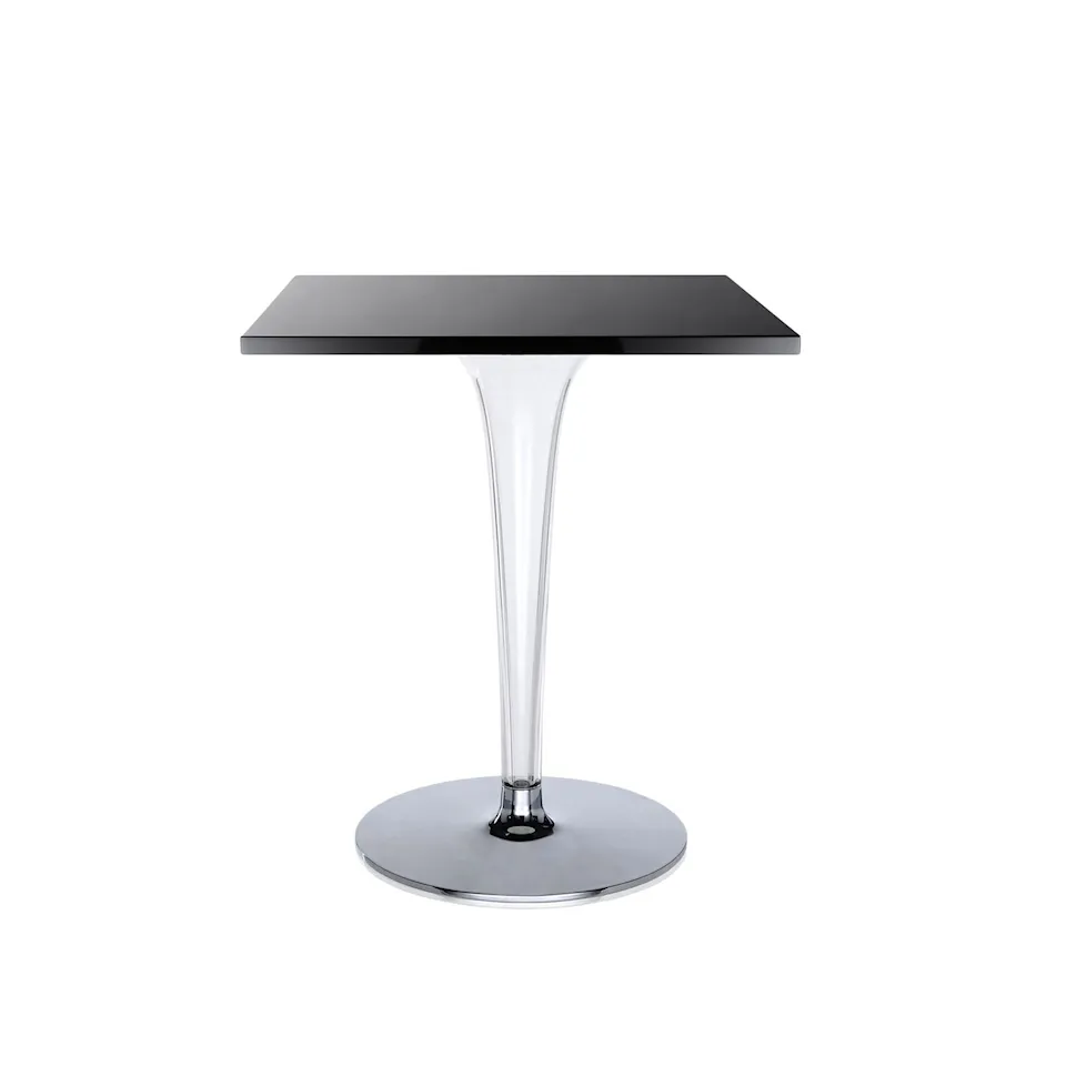 Top Top Table 4201 60x60, Black Melamine Top, Rounded Base