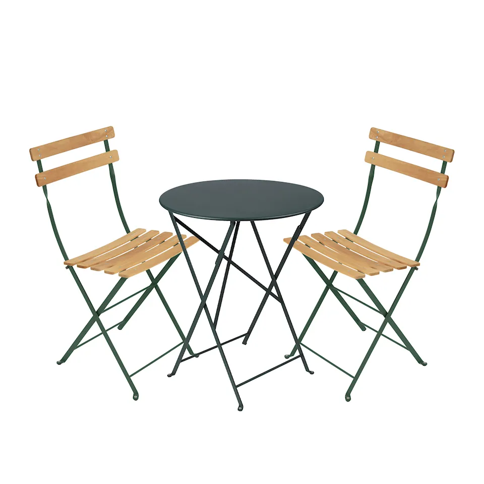 Bistro Matgrupp Bord Ø60 cm & 2 st Natural Chair