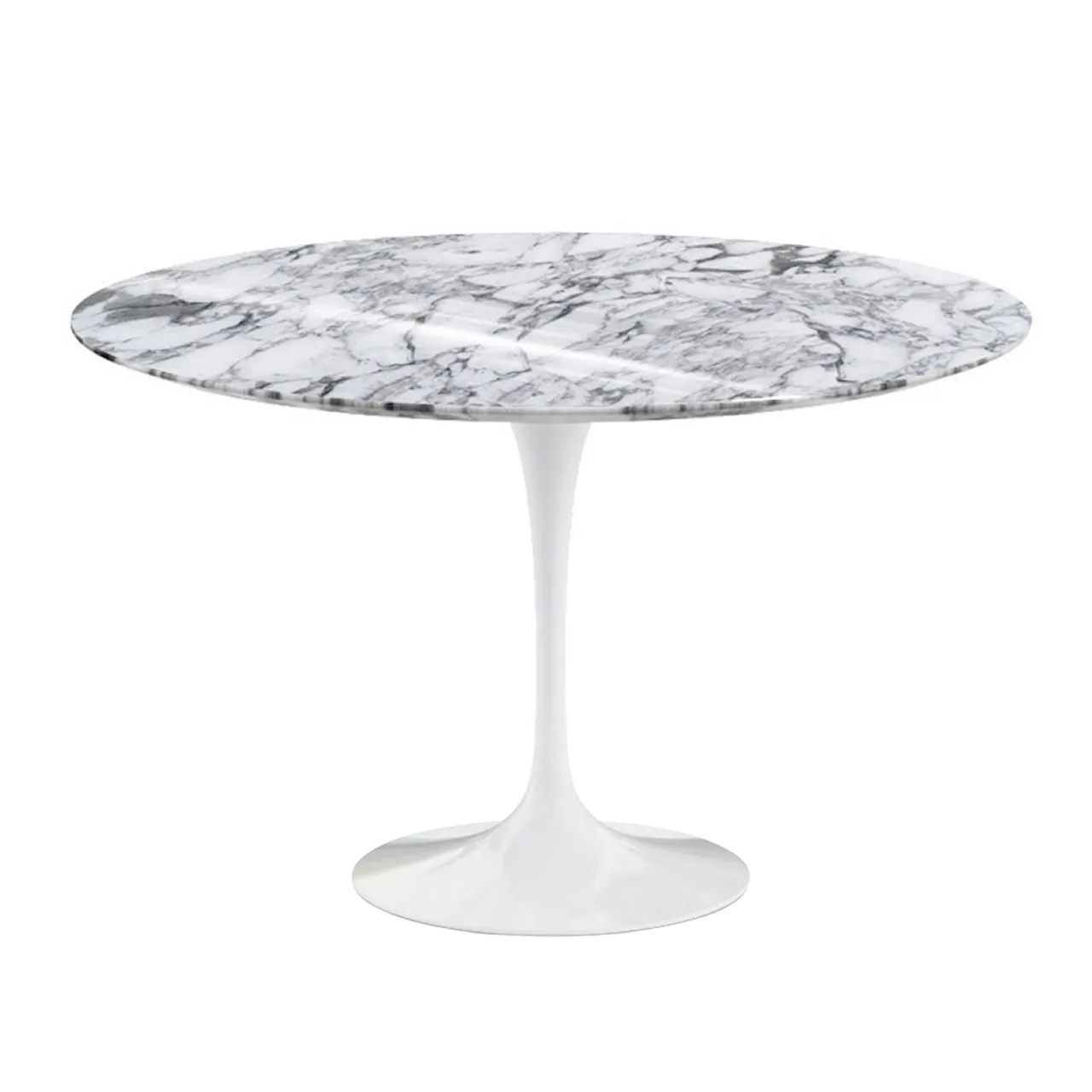 Saarinen Round Table - Matbord, Ø 120 cm, Vitt underrede, skiva i matt Statuarietto marmor