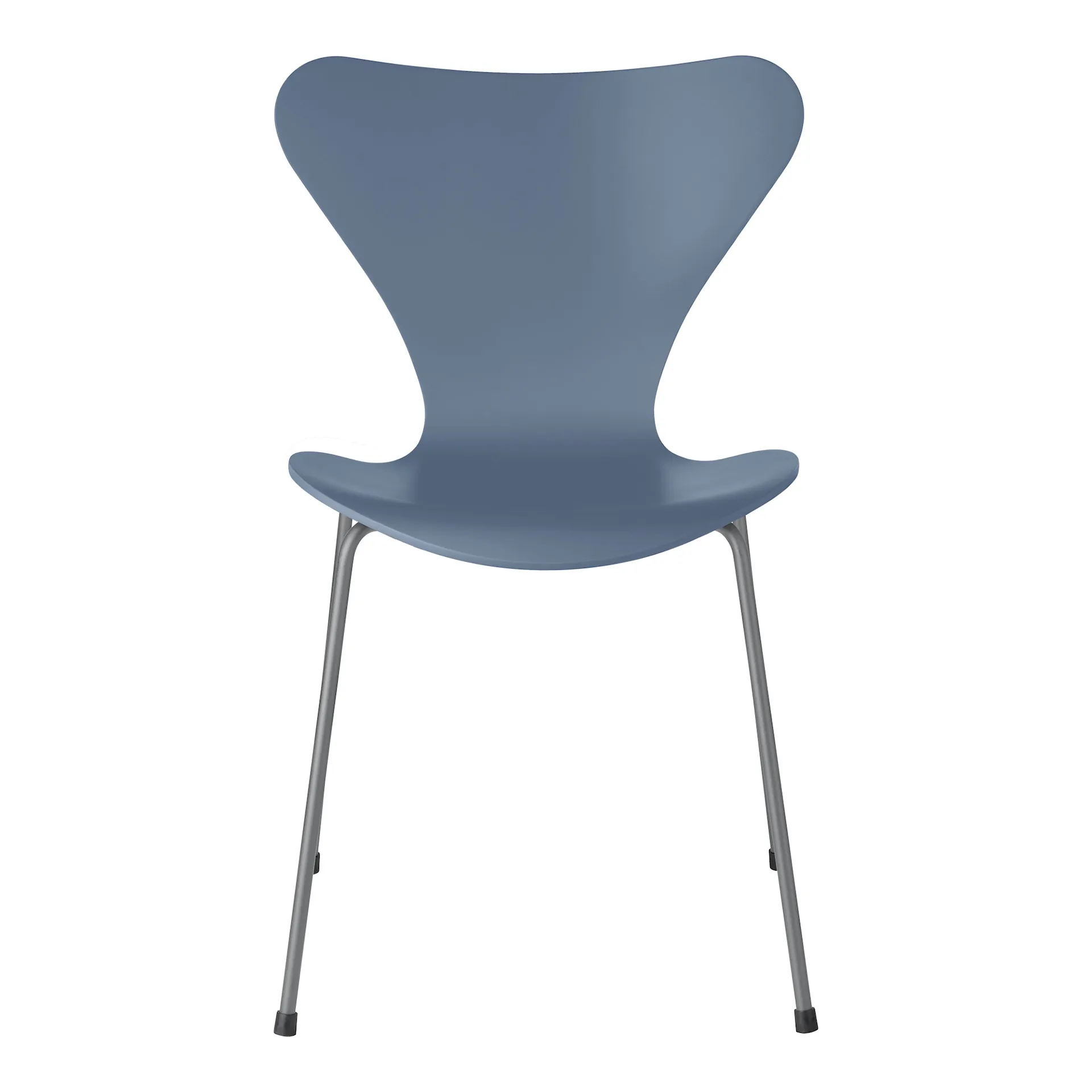 Sjuan 3107 stol bokfanér stålstativ silver grå - Fritz Hansen - Arne Jacobsen - NO GA