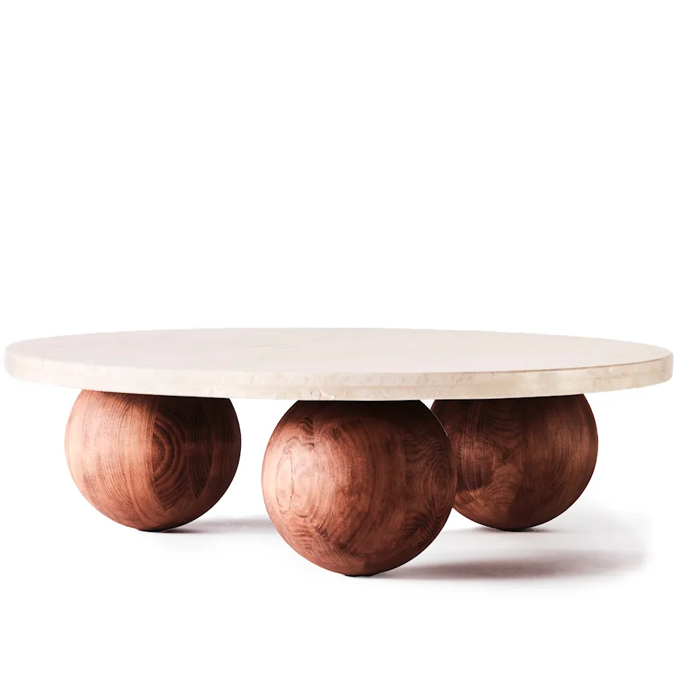 Sphere soffbord rund travertine