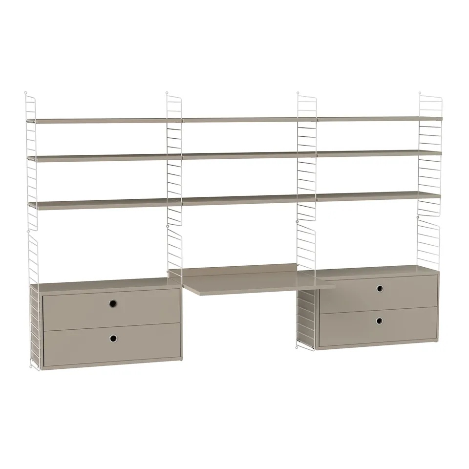 Kontor hyllsystem F beige/vit